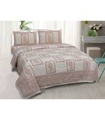 multicolour printed cotton jaipuri double king size bed sheet with pillow cover