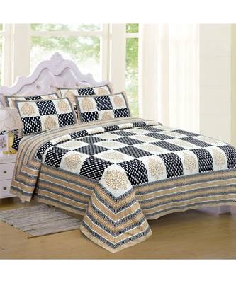 multicolour printed cotton jaipuri double king size bed sheet with pillow cover 1