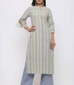 Women's Cotton Flex Geometric Printed Straight Blue Kurta Palazzo Set