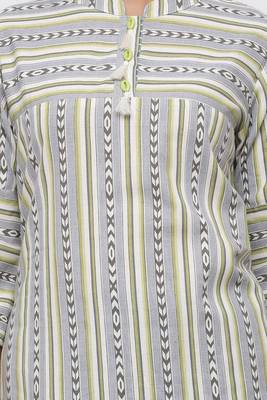 Women's Cotton Flex Geometric Printed Straight Blue Kurta Palazzo Set 5