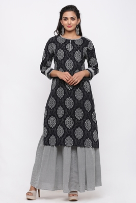 Black kurta with skirt Clearance