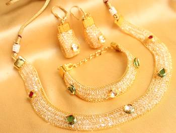 Beautiful Cz Ruby Emerald 3 Piece Combo Set 1
