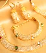 Beautiful Cz Ruby Emerald 3 Piece Combo Set