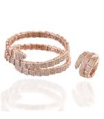 rose gold snake design cubic zirconia bracelet ring combo