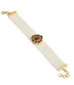 multicolor ahemdabadi  kundan cute bracelet with pearl belt
