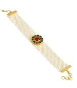 maroon ahemdabadi  kundan cute bracelet with pearl belt