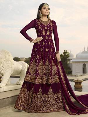 Wine embroidered georgette salwar 1