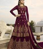 Wine embroidered georgette salwar