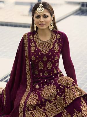 Wine embroidered georgette salwar 2