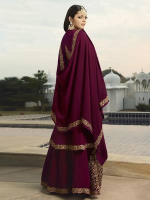 Wine embroidered georgette salwar 3
