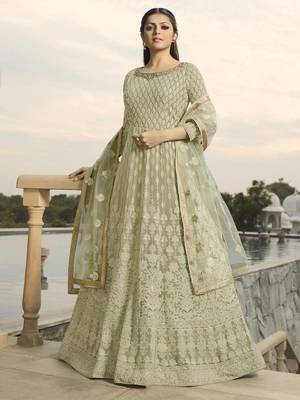 Light-green embroidered georgette salwar 1