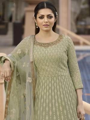 Light-green embroidered georgette salwar 2