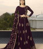 Purple embroidered georgette salwar