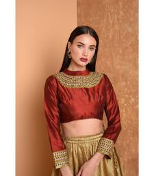 Red Dupion Embroidered Blouse