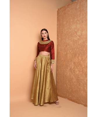 Red Dupion Embroidered Blouse 6