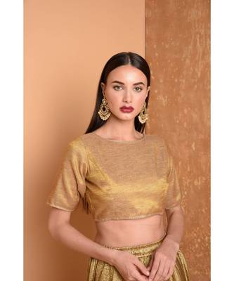 Beige Silk Solid Blouse 1