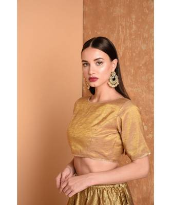 Beige Silk Solid Blouse 2