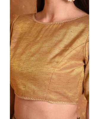Beige Silk Solid Blouse 3