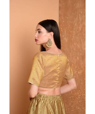 Beige Silk Solid Blouse 5