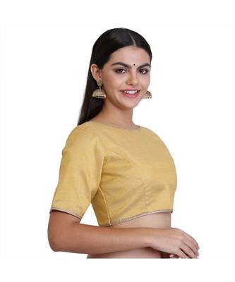 Yellow Silk Solid Blouse 3