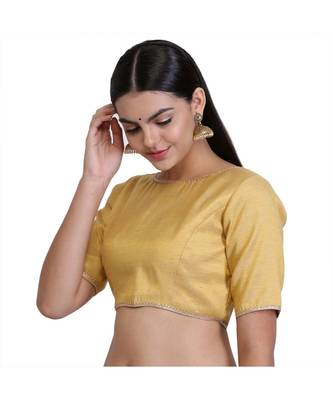 Yellow Silk Solid Blouse 4
