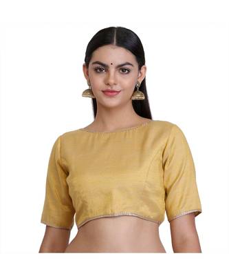 Yellow Silk Solid Blouse 5
