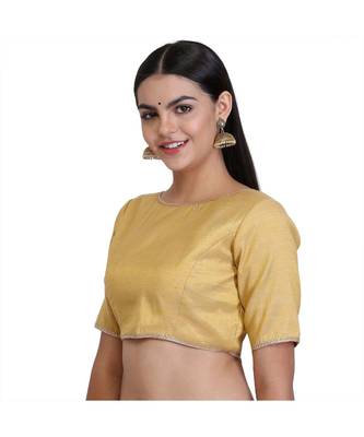Yellow Silk Solid Blouse 6