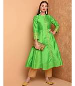 Set of Full Anarkali Silk Kurta with Brocade Pant.