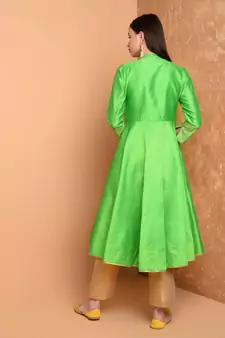 Set of Full Anarkali Silk Kurta with Brocade Pant.