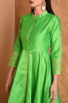 Set of Full Anarkali Silk Kurta with Brocade Pant.