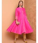 Set of Full Anarkali Silk Kurta with Brocade Pant.