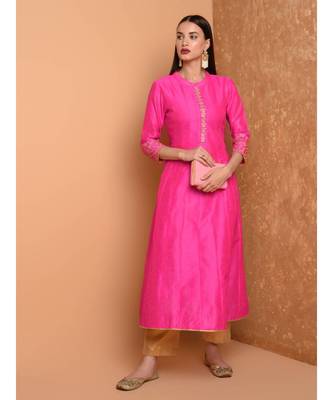Set of Full Anarkali Silk Kurta with Brocade Pant. 1