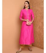 Set of Full Anarkali Silk Kurta with Brocade Pant.