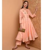 Set of Full Anarkali Silk Kurta with Brocade Pant.