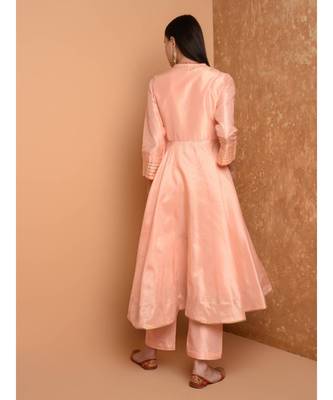 Set of Full Anarkali Silk Kurta with Brocade Pant. 4