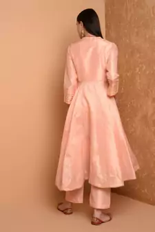 Set of Full Anarkali Silk Kurta with Brocade Pant.