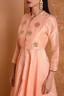 Set of Full Anarkali Silk Kurta with Brocade Pant.