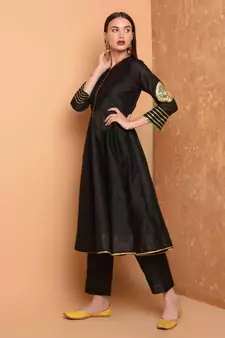 Set of Full Anarkali Silk Kurta with Brocade Pant.