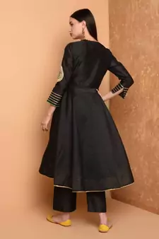 Set of Full Anarkali Silk Kurta with Brocade Pant.