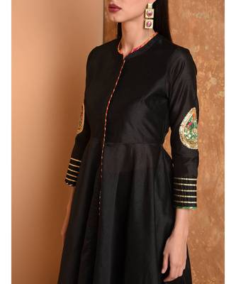 Set of Full Anarkali Silk Kurta with Brocade Pant. 7