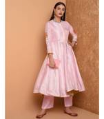 Set of Full Anarkali Silk Kurta with Brocade Pant.