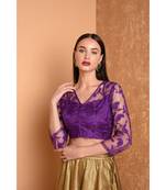Purple Net Embroidered Blouse