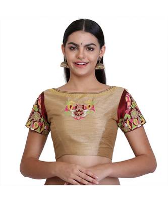 Beige Dupion Embroidered Blouse 1