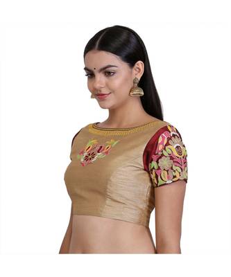 Beige Dupion Embroidered Blouse 4