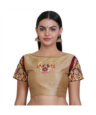 Beige Dupion Embroidered Blouse 5