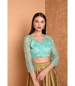 Green Net Embroidered Blouse
