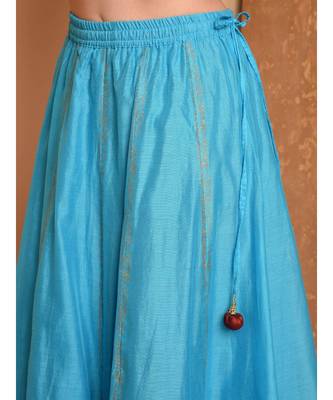 Set of Silk Kurta with Chanderi Skirt and dupatta 5