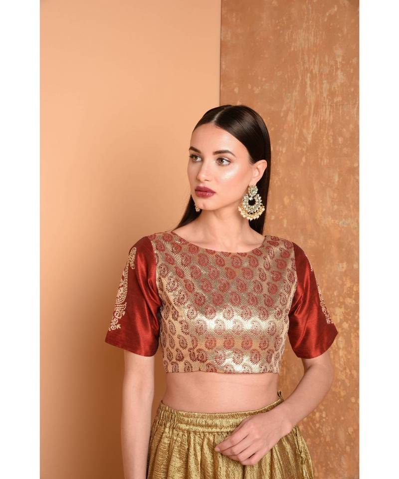 gold braocade Blouse
