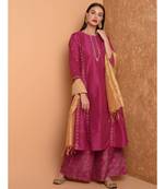 Set of Silk Kurta with Chanderi Palazzo and dupatta