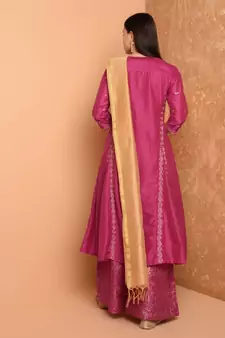 Set of Silk Kurta with Chanderi Palazzo and dupatta